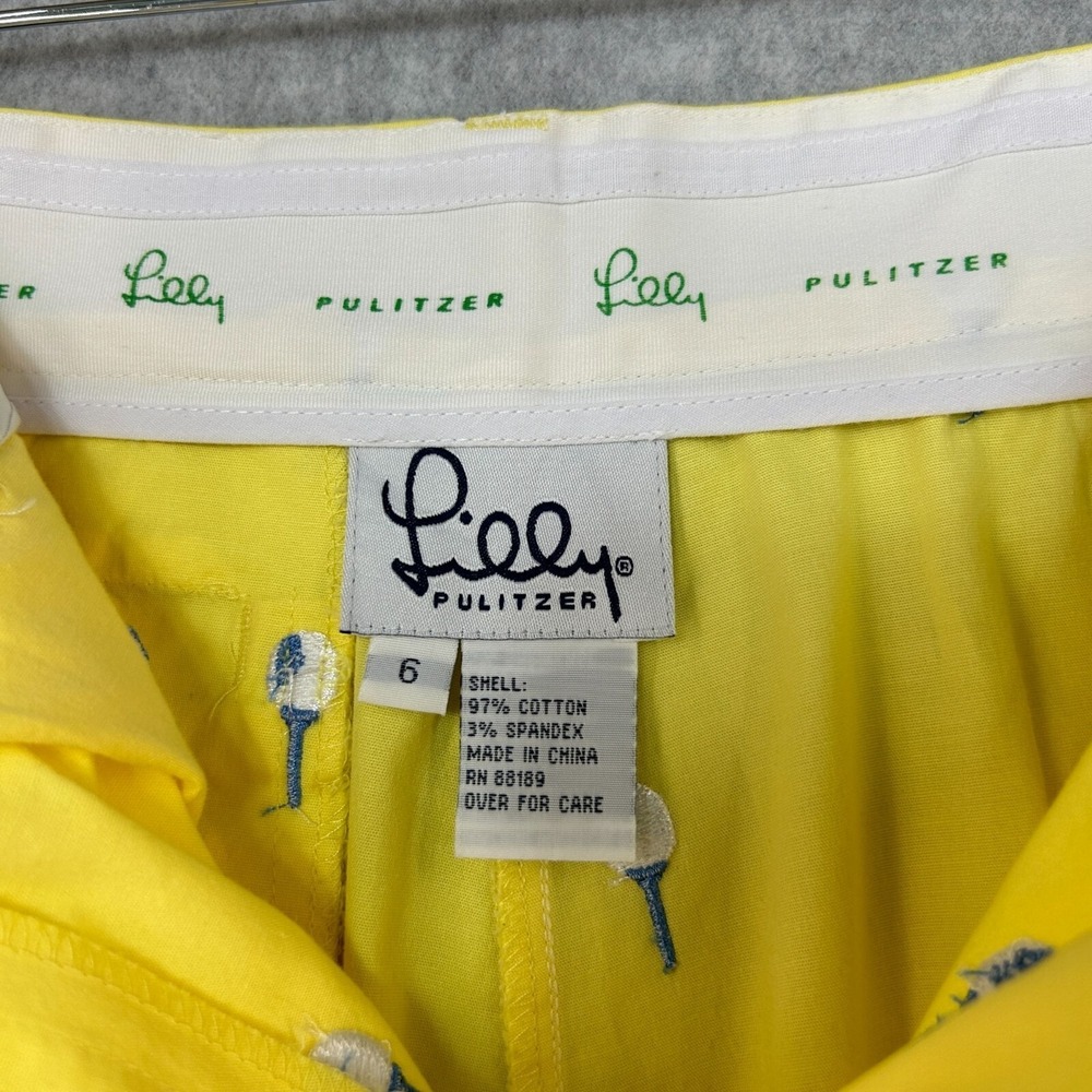 Lilly Pulitzer Golf Tee Embroidered Yellow Shorts Vintage 90s Prep Womens Sz 6 - Picture 4 of 11